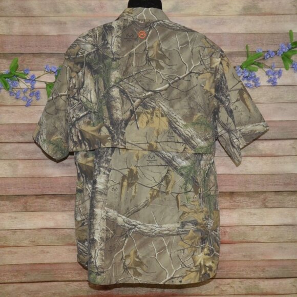 Mens XL Magellan Fish Gear Camo Shirt Vented Mag Wick Short Sleeve Hunting - Picture 5 of 10